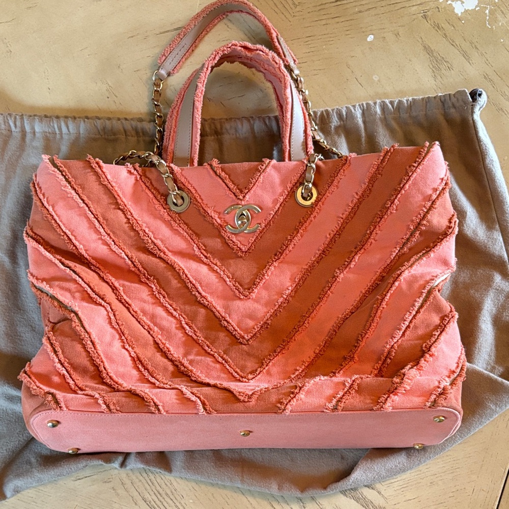 Chanel Canvas Chevron Tote
